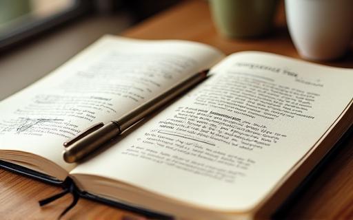 Notebook with character notes and sketches