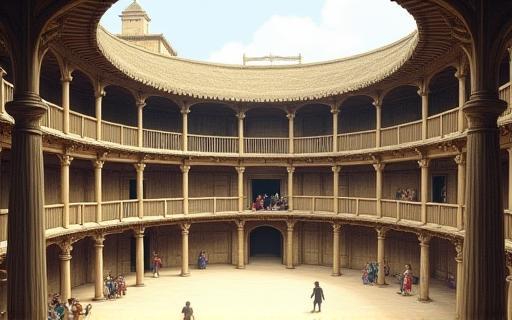 Historical illustration of the Globe Theatre in London